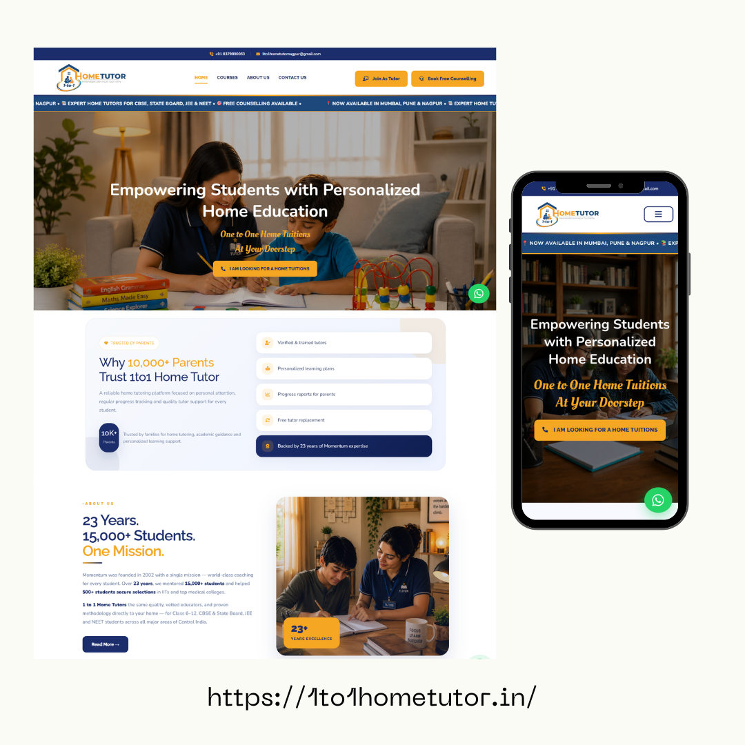 1to1 Home Tutor Website